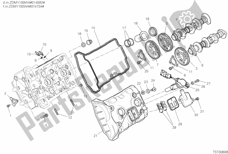 All parts for the 12a - Front Head - Timing System of the Ducati Superbike Panigale V4 USA 1100 2020